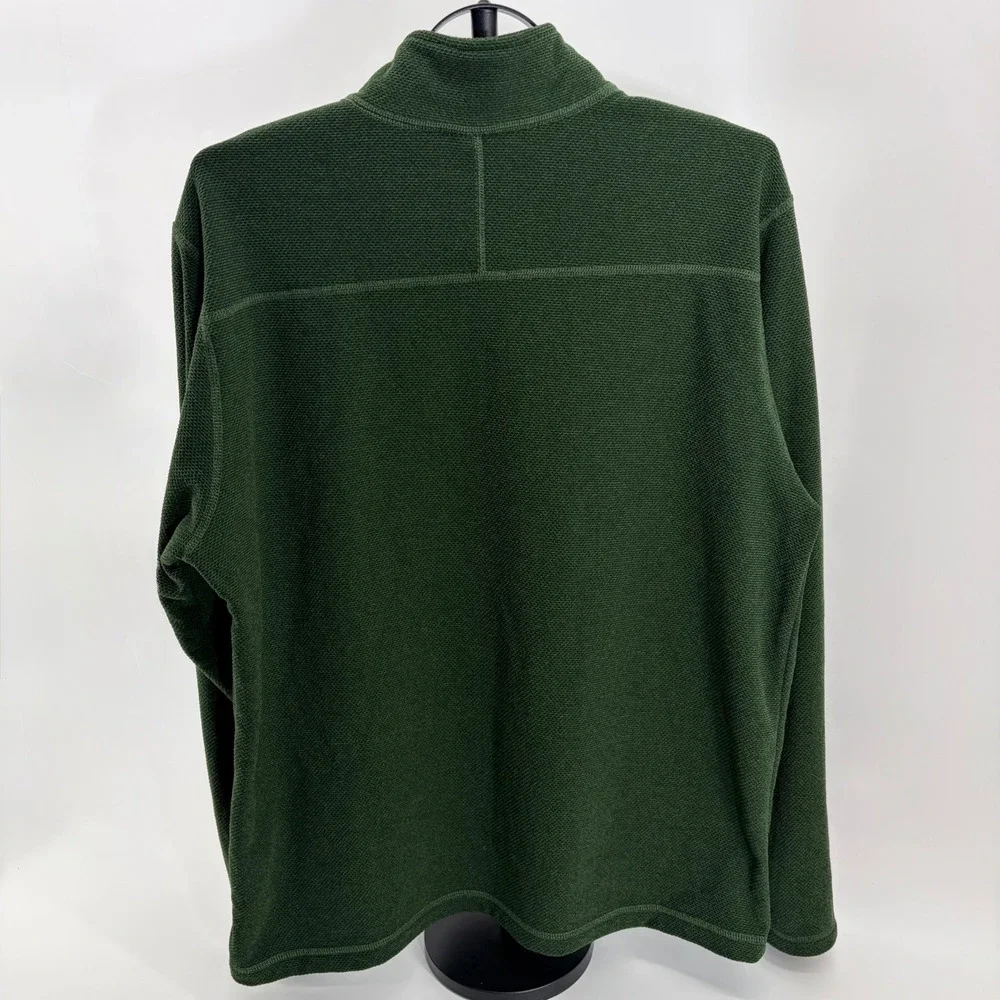 The North Face Mens XL Green Waffle Knit Quarter Zip Fleece Pullover Sweater